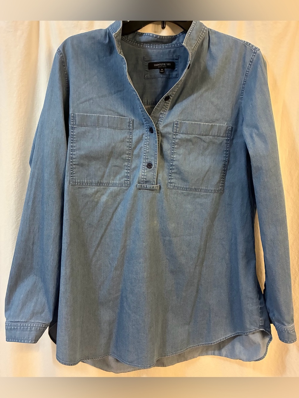 Lafayette 148 100% Cotton Flat Collar Long Sleeve Shirt. Oversize  Medium. EUC